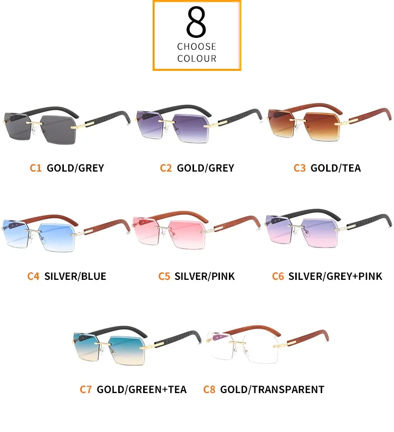 New Small Frame Men's And Women's Frameless Trim Color Sunglasses  Ins Big Star Sunglasses CT311 display picture 5