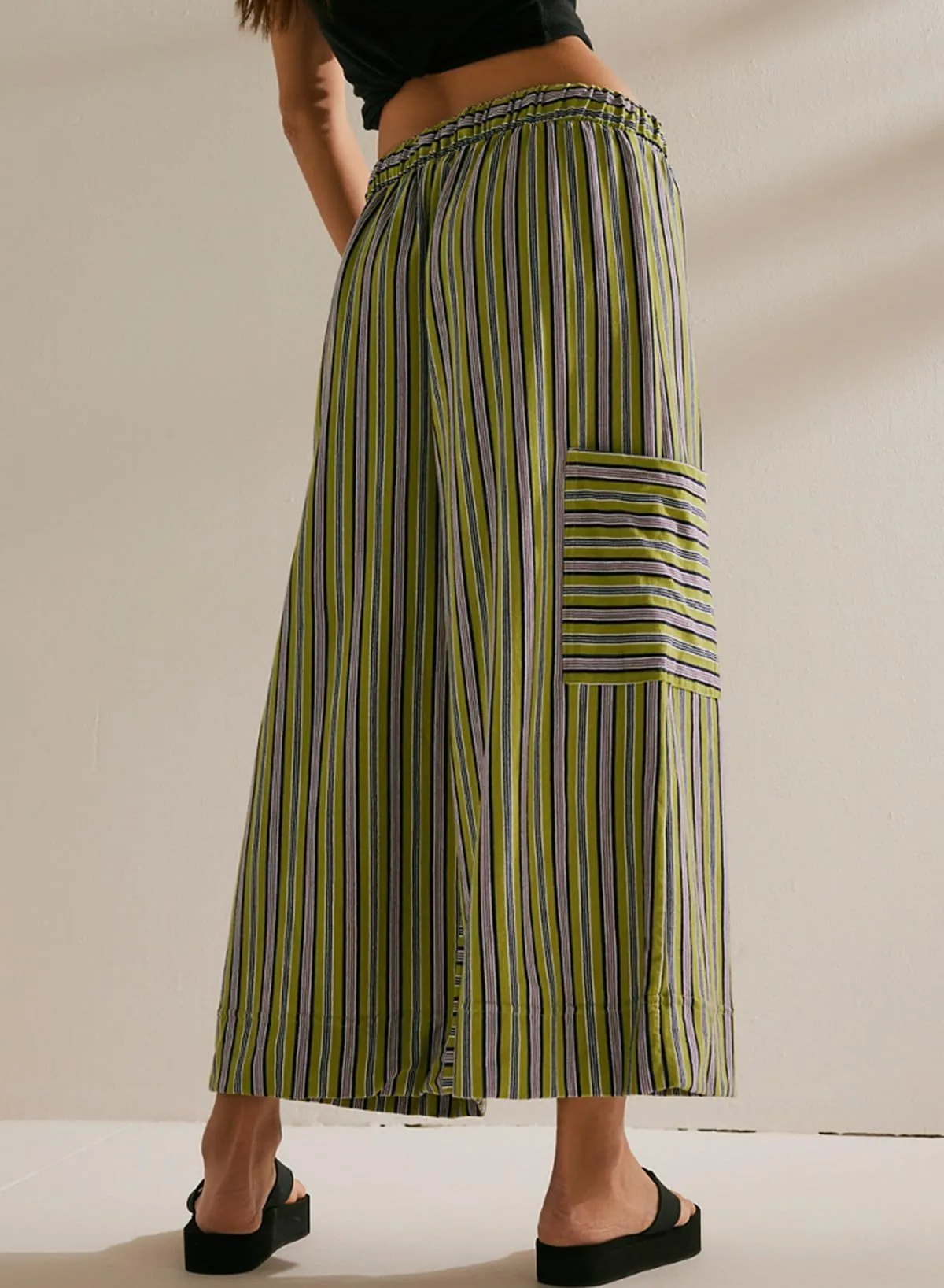 Spring And Summer New Color Striped Pants Casual Fashion Loose Lace-up Straight Pants For Women display picture 14