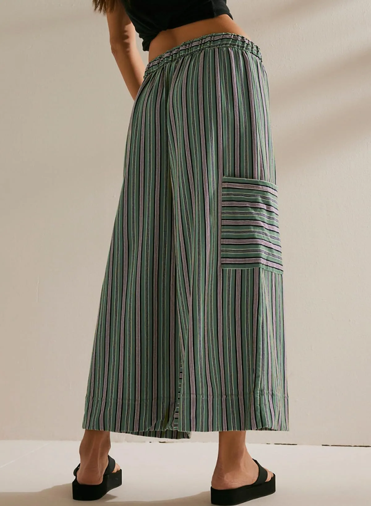 Spring And Summer New Color Striped Pants Casual Fashion Loose Lace-up Straight Pants For Women display picture 24