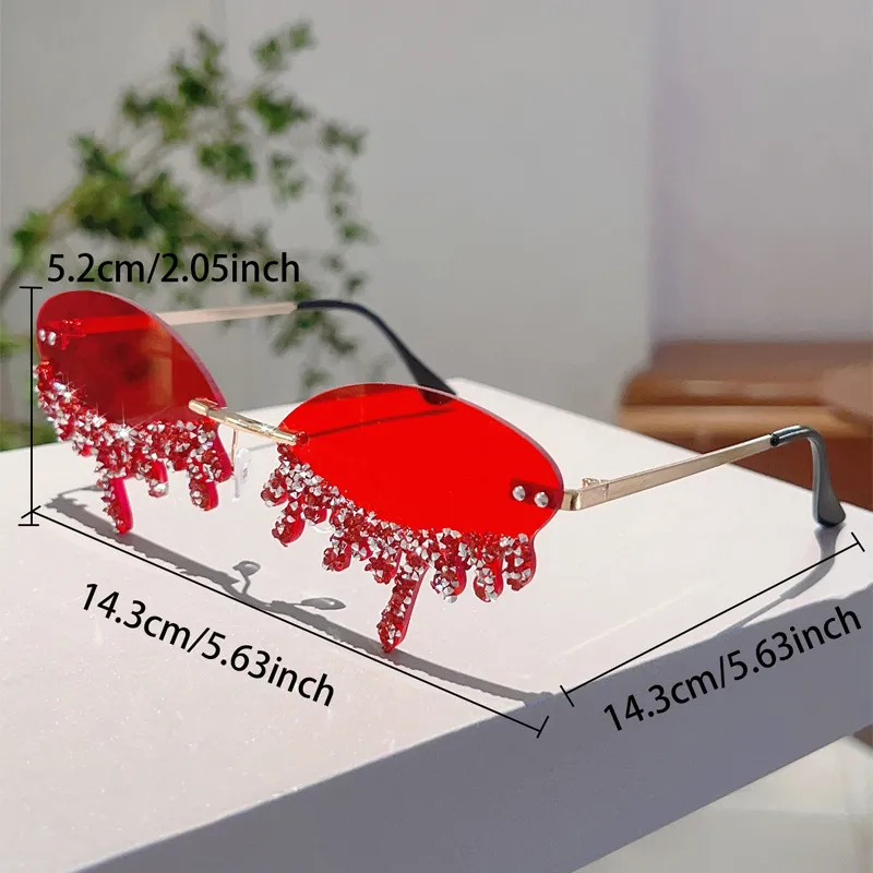 New  Borderless Diamond-encrusted Angel Tears Sunglasses Spice Girls Street Shooting Cool Personality Funny Sunglasses display picture 6