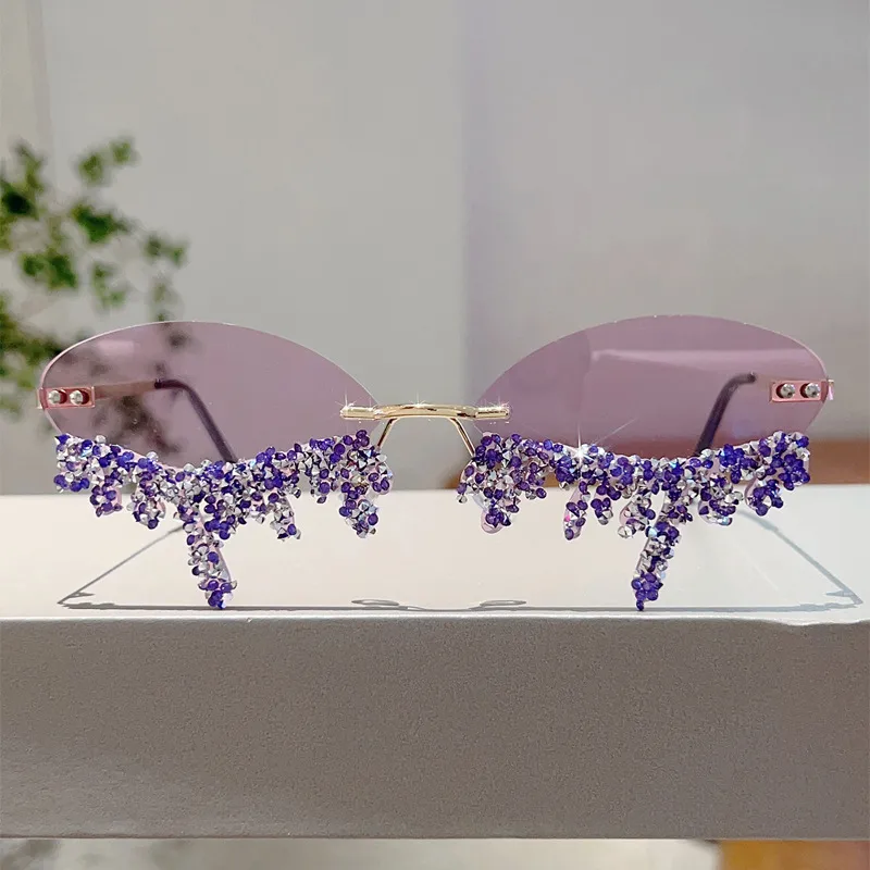 New  Borderless Diamond-encrusted Angel Tears Sunglasses Spice Girls Street Shooting Cool Personality Funny Sunglasses display picture 10