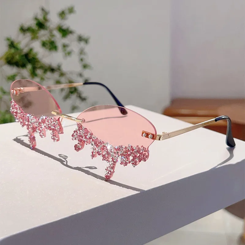 New  Borderless Diamond-encrusted Angel Tears Sunglasses Spice Girls Street Shooting Cool Personality Funny Sunglasses display picture 13