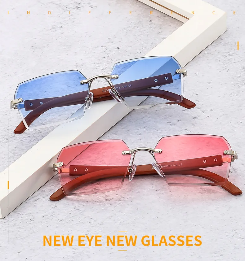 New Small Frame Men's And Women's Frameless Trim Color Sunglasses  Ins Big Star Sunglasses CT311 display picture 1
