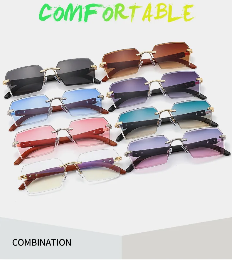 New Small Frame Men's And Women's Frameless Trim Color Sunglasses  Ins Big Star Sunglasses CT311 display picture 3