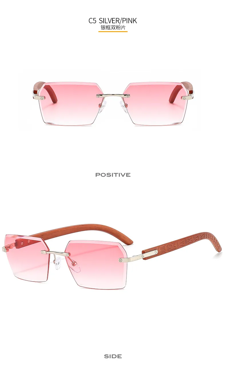 New Small Frame Men's And Women's Frameless Trim Color Sunglasses  Ins Big Star Sunglasses CT311 display picture 11