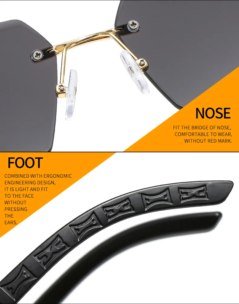 New Small Frame Men's And Women's Frameless Trim Color Sunglasses  Ins Big Star Sunglasses CT311 display picture 16