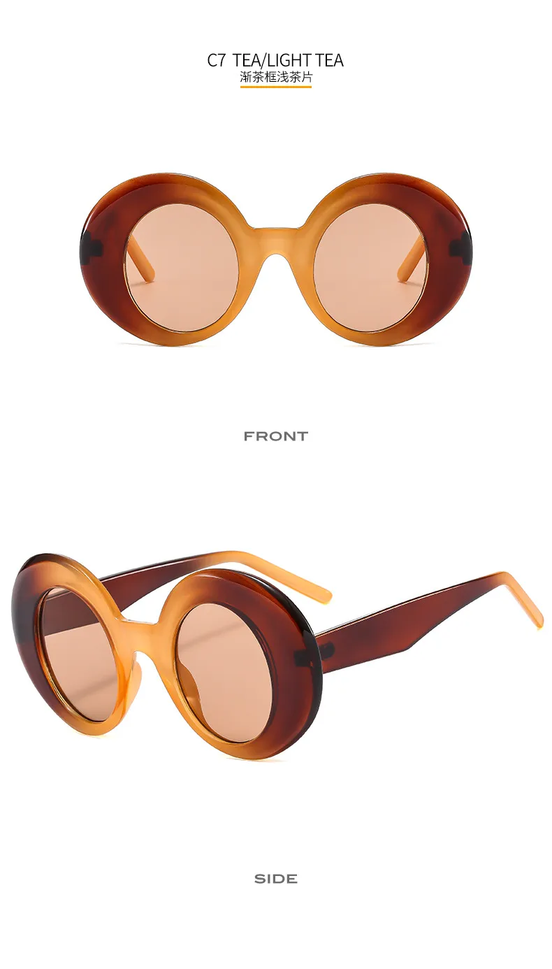 Large Frame Round Women's Sunglasses  All-match Temperament Modern Fashion Sunglasses Casual Glasses 22091 display picture 13