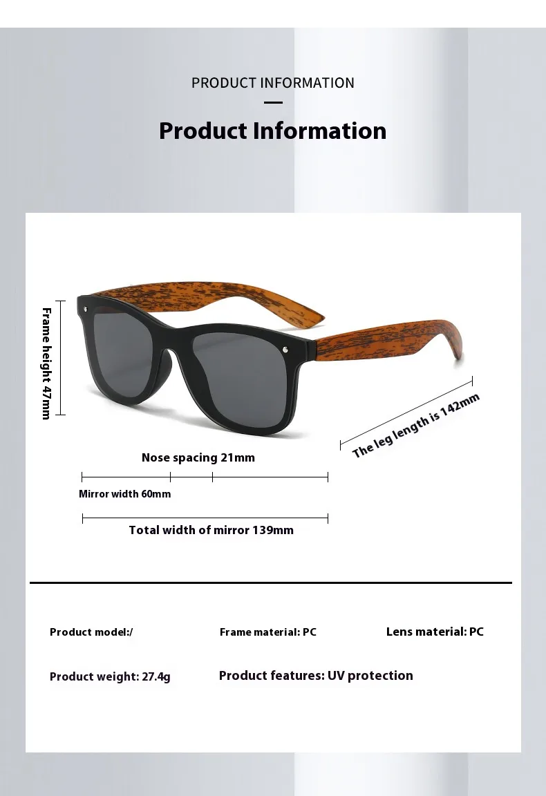 Colorful Lenses Imitation Wood Grain Legs Sunscreen Sunglasses  Ins Internet Trendy High-end Frameless Sunglasses For Women display picture 1