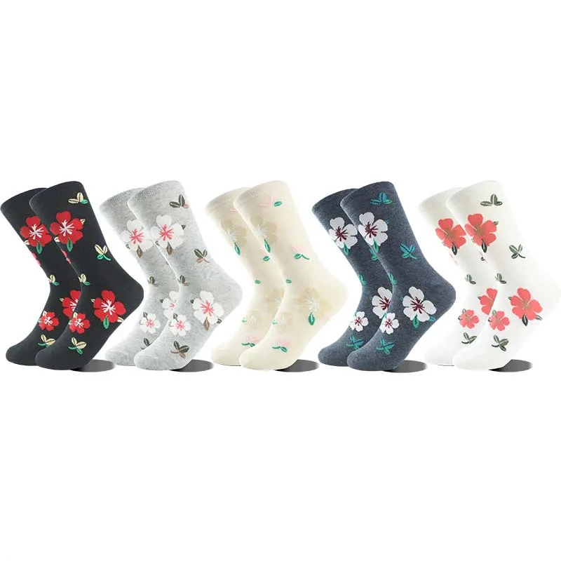 Foreign Trade Exclusive For  Dongdaemun Internet Celebrity Retro Color Four Seasons Small Flower Pattern Mid-calf Comfortable All-match Women's Socks display picture 1