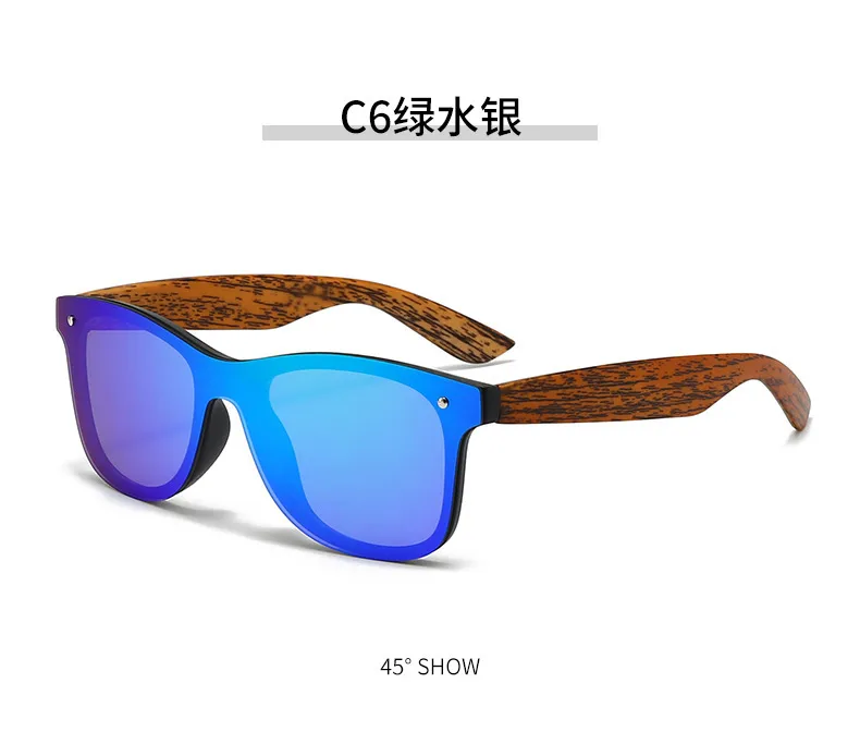 Colorful Lenses Imitation Wood Grain Legs Sunscreen Sunglasses  Ins Internet Trendy High-end Frameless Sunglasses For Women display picture 7