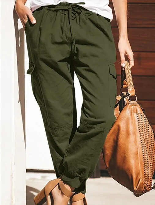 Independent Station   Women's Solid Color Casual Fashion Pocket Lace-up Workwear Trousers High Waist Women's Pants display picture 10