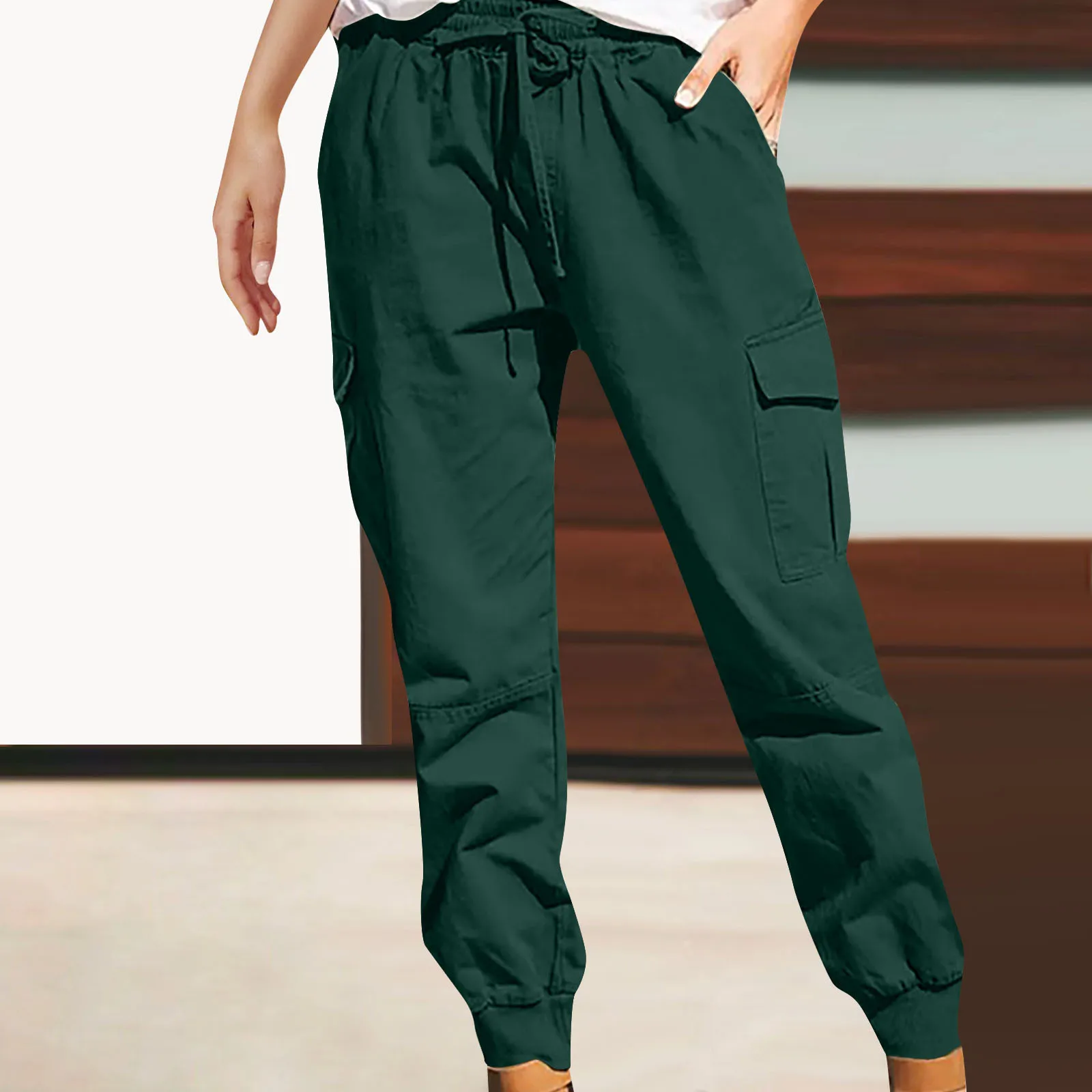 Independent Station   Women's Solid Color Casual Fashion Pocket Lace-up Workwear Trousers High Waist Women's Pants display picture 16