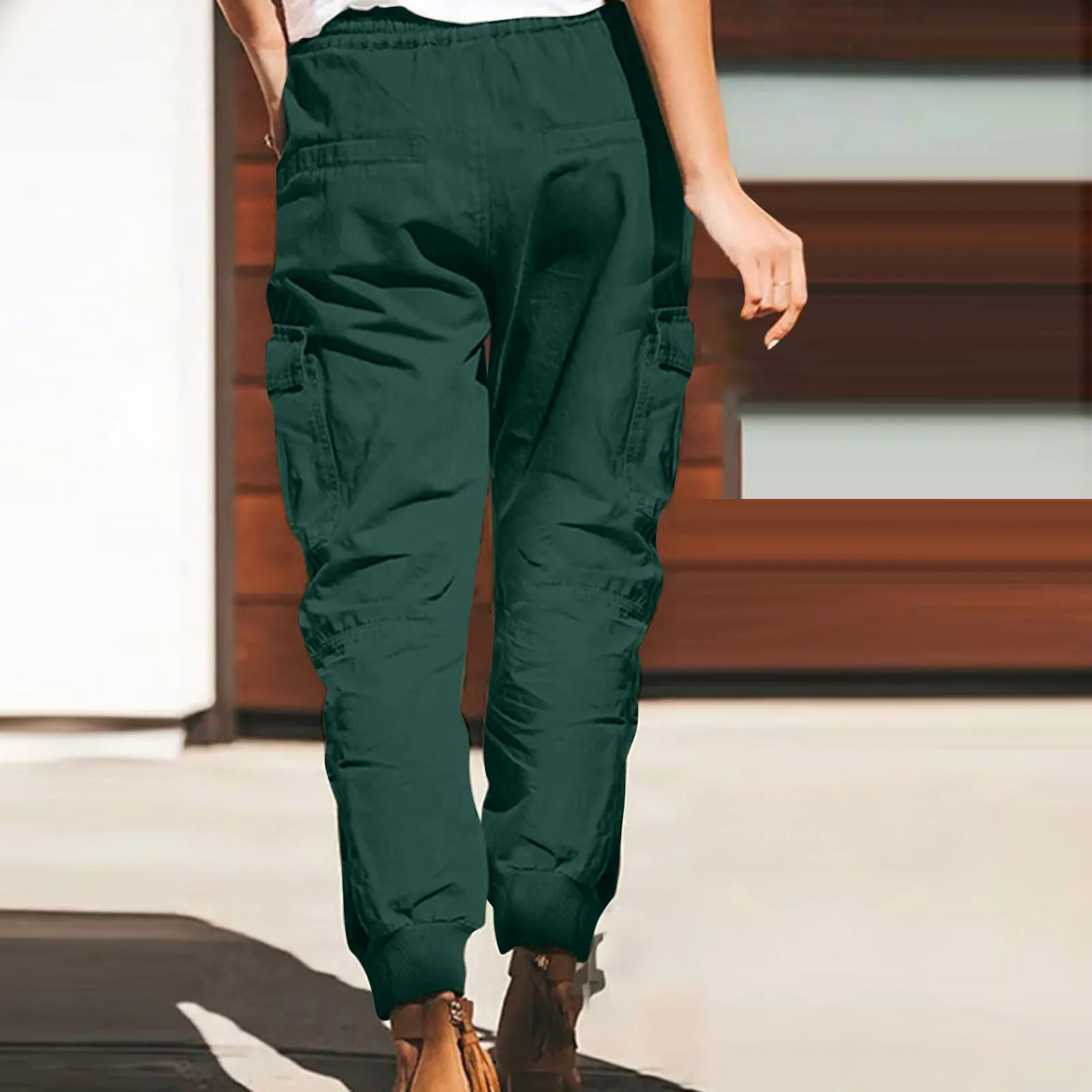 Independent Station   Women's Solid Color Casual Fashion Pocket Lace-up Workwear Trousers High Waist Women's Pants display picture 17