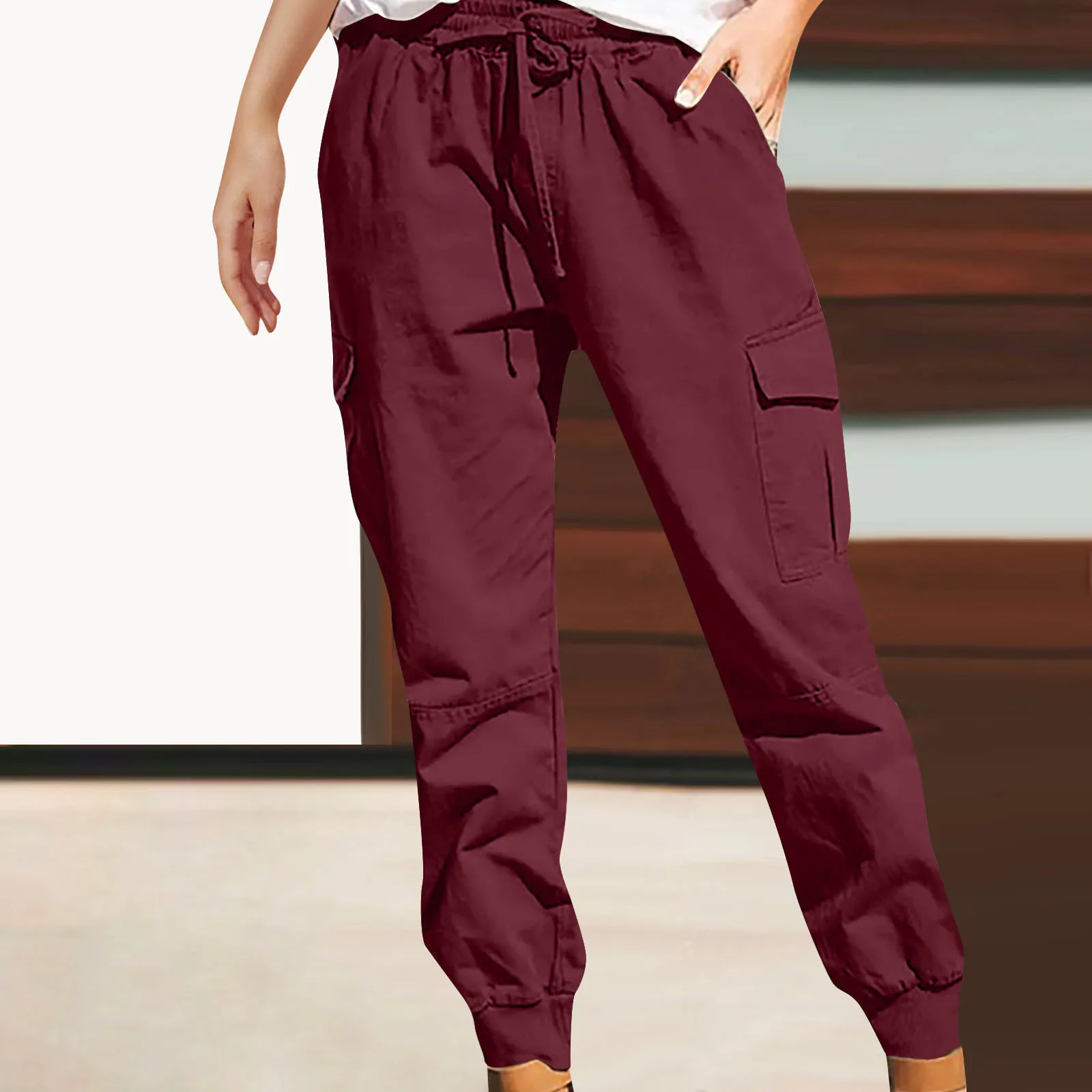 Independent Station   Women's Solid Color Casual Fashion Pocket Lace-up Workwear Trousers High Waist Women's Pants display picture 19
