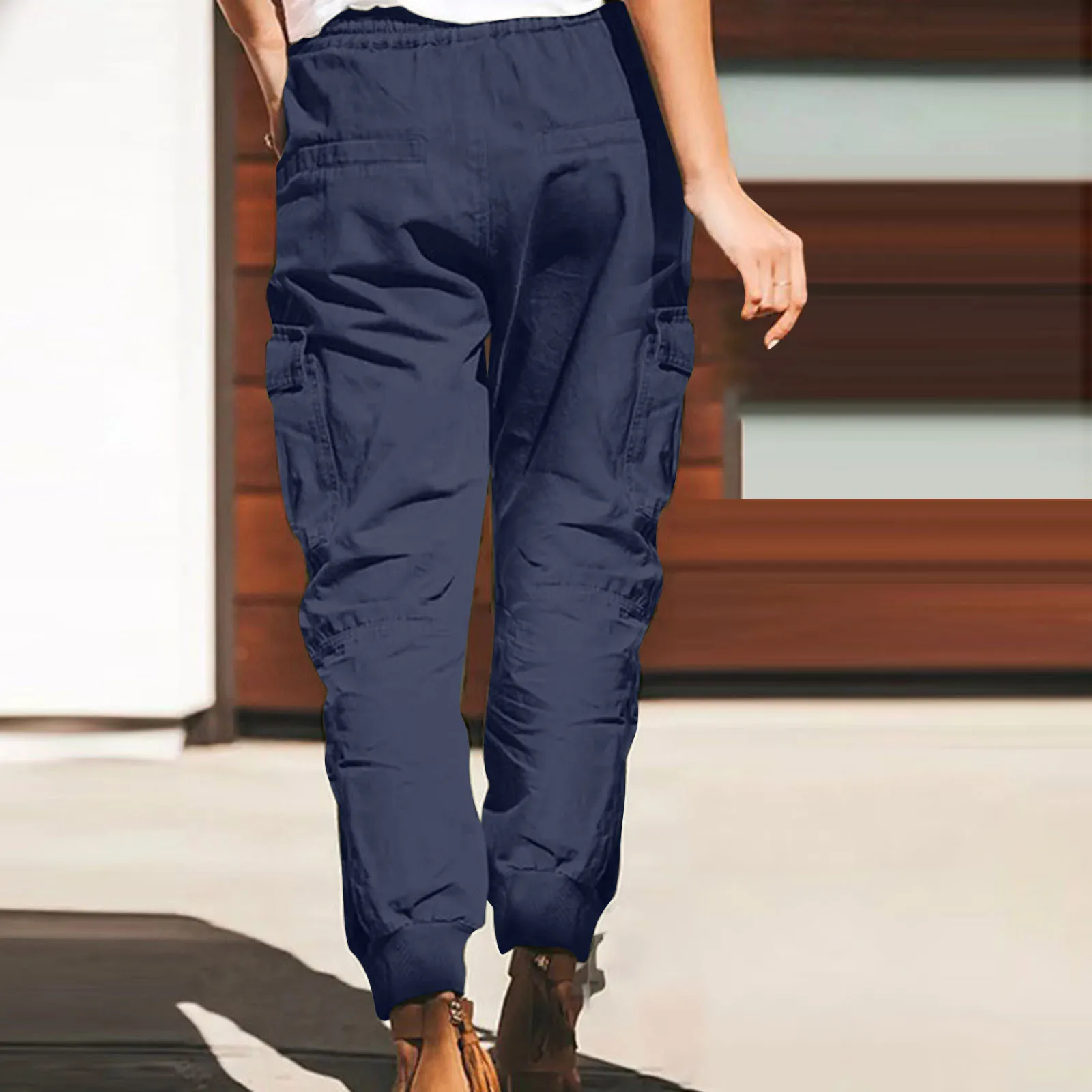 Independent Station   Women's Solid Color Casual Fashion Pocket Lace-up Workwear Trousers High Waist Women's Pants display picture 22