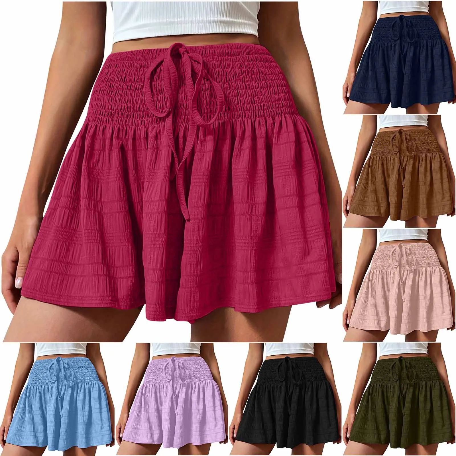 Clothing Summer Fashion Solid Color Drawstring Shorts display picture 1