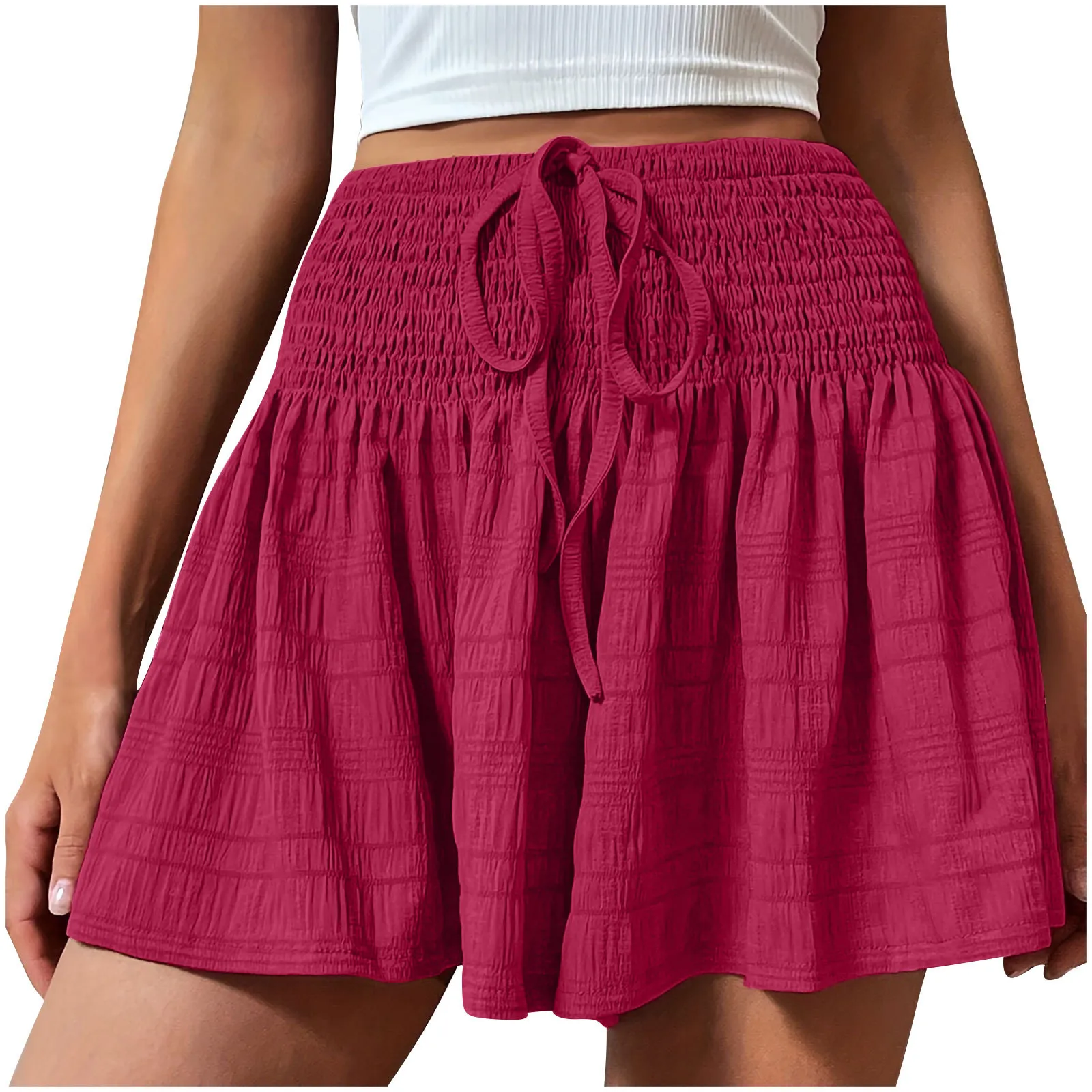 Clothing Summer Fashion Solid Color Drawstring Shorts display picture 3