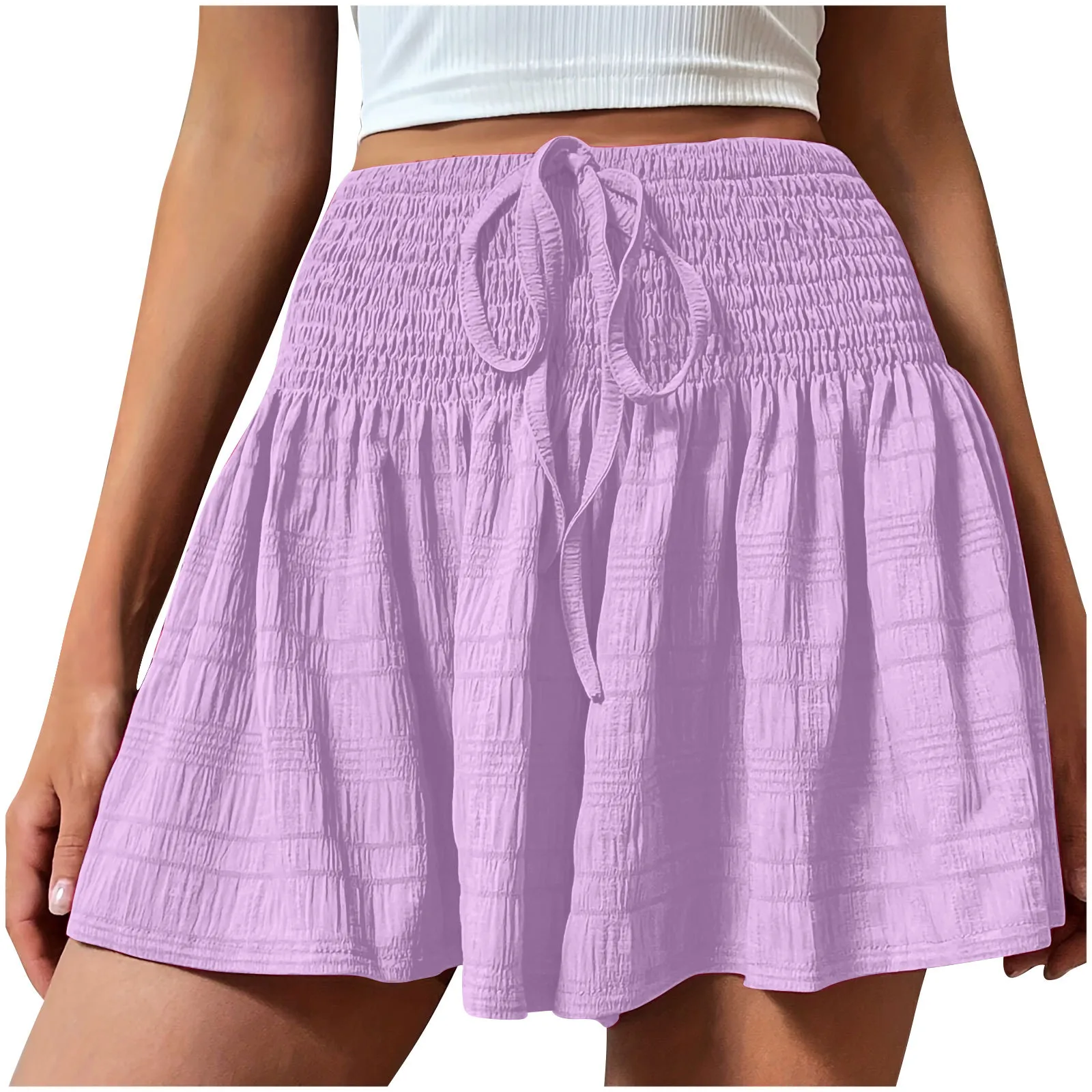 Clothing Summer Fashion Solid Color Drawstring Shorts display picture 5