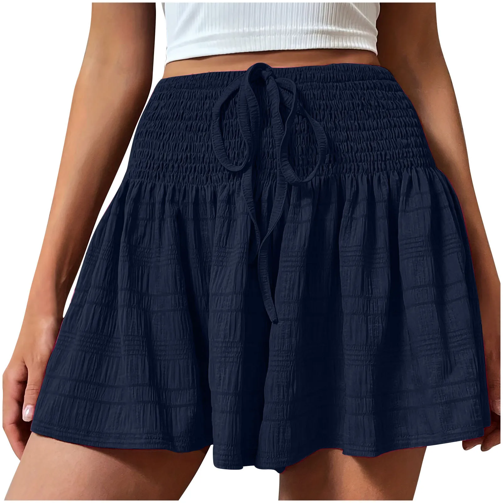 Clothing Summer Fashion Solid Color Drawstring Shorts display picture 7