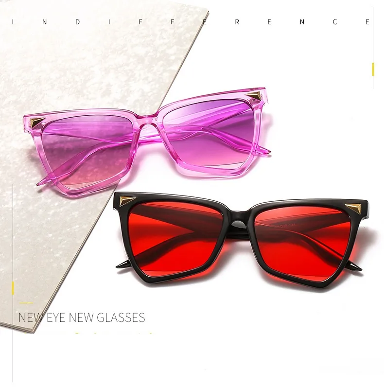 New Personality Rainbow Sunglasses Leopard Print Rice Nails Rainbow Color Women Sunglasses Cat Eyes  9632 display picture 1