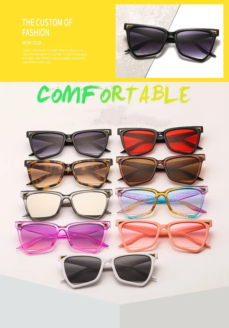 New Personality Rainbow Sunglasses Leopard Print Rice Nails Rainbow Color Women Sunglasses Cat Eyes  9632 display picture 2