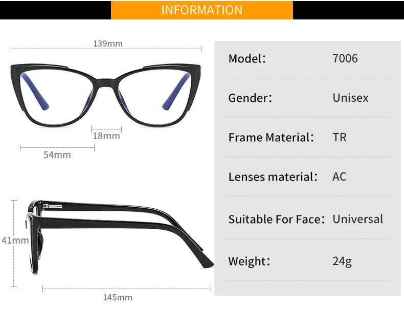 New Glasses Frame TR90 Plate Core Anti-blue Radiation Anti-myopia   Hawksbill 7006 display picture 4