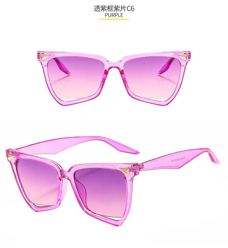 New Personality Rainbow Sunglasses Leopard Print Rice Nails Rainbow Color Women Sunglasses Cat Eyes  9632 display picture 11
