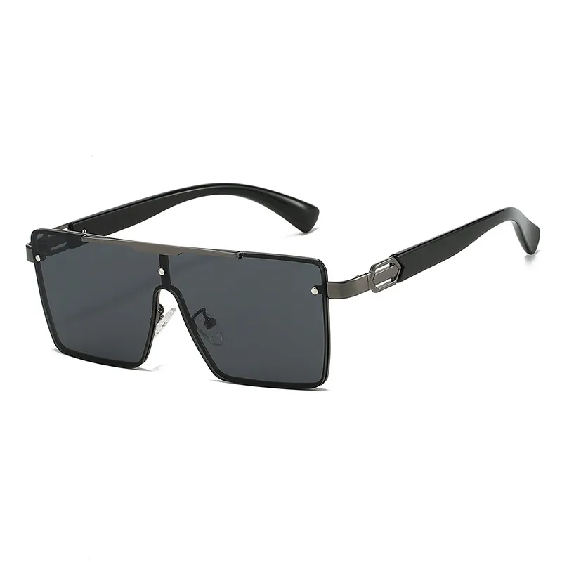 Trendy Men's Gradient Box Conjoined Fashion Sunglasses  Retro Street Shot Sunglasses display picture 2