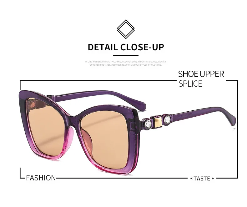 17921 Outu Large Frame Women's Inter-Color Sunglasses Anti-Blue Light Flat Glasses With Diamond Decoration Gorgeous Sunglasses display picture 2