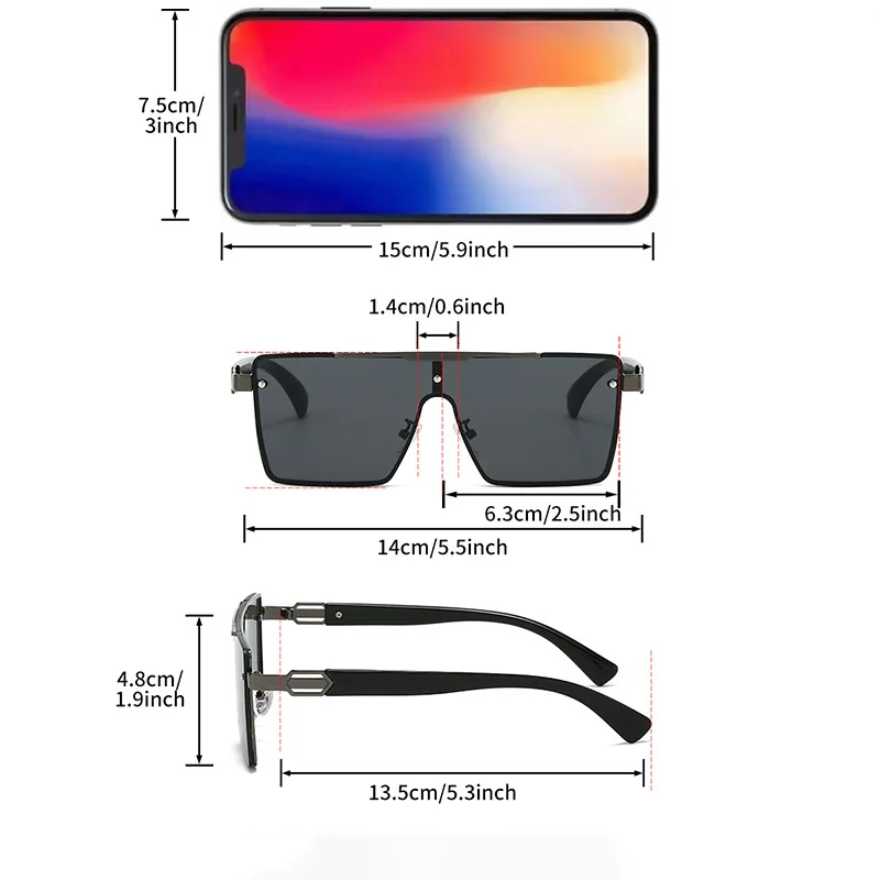 Trendy Men's Gradient Box Conjoined Fashion Sunglasses  Retro Street Shot Sunglasses display picture 5