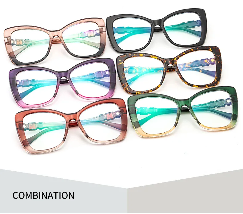 17921 Outu Large Frame Women's Inter-Color Sunglasses Anti-Blue Light Flat Glasses With Diamond Decoration Gorgeous Sunglasses display picture 4