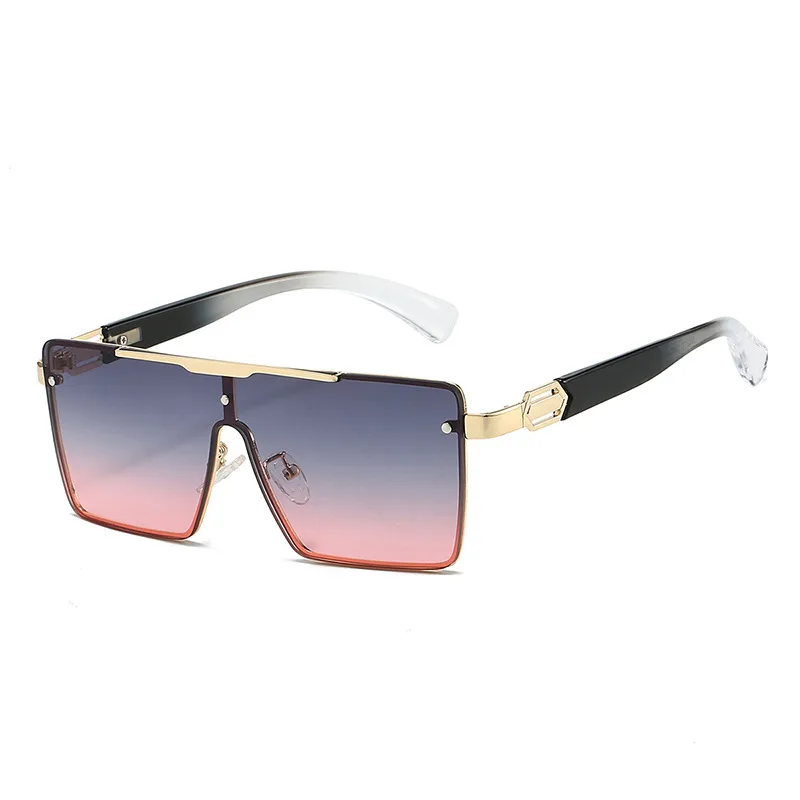 Trendy Men's Gradient Box Conjoined Fashion Sunglasses  Retro Street Shot Sunglasses display picture 6