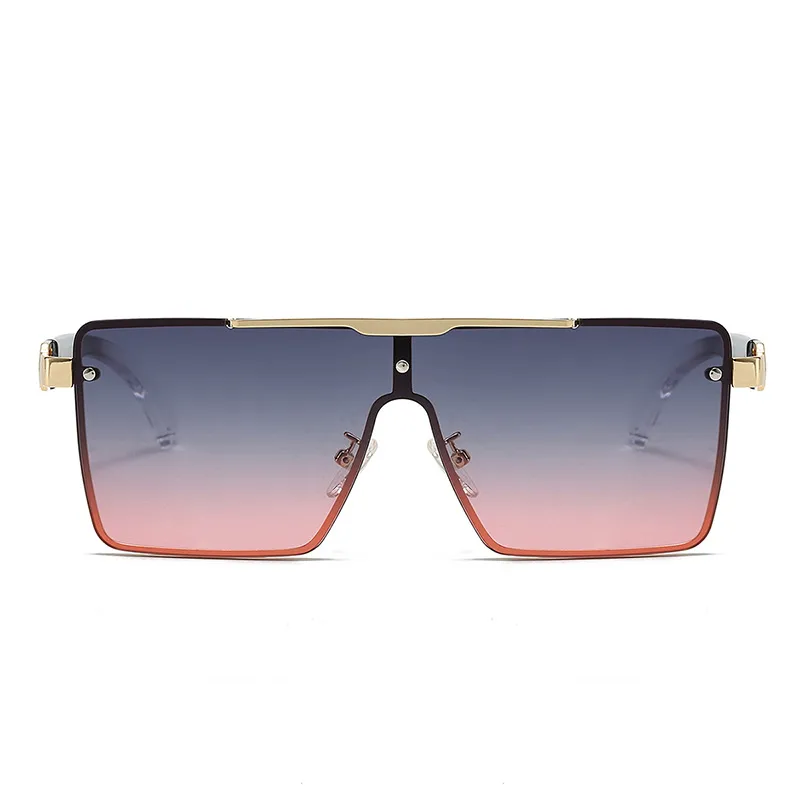 Trendy Men's Gradient Box Conjoined Fashion Sunglasses  Retro Street Shot Sunglasses display picture 7