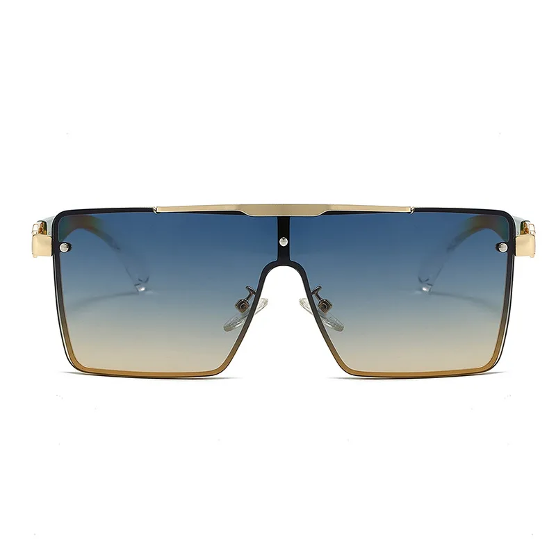 Trendy Men's Gradient Box Conjoined Fashion Sunglasses  Retro Street Shot Sunglasses display picture 9