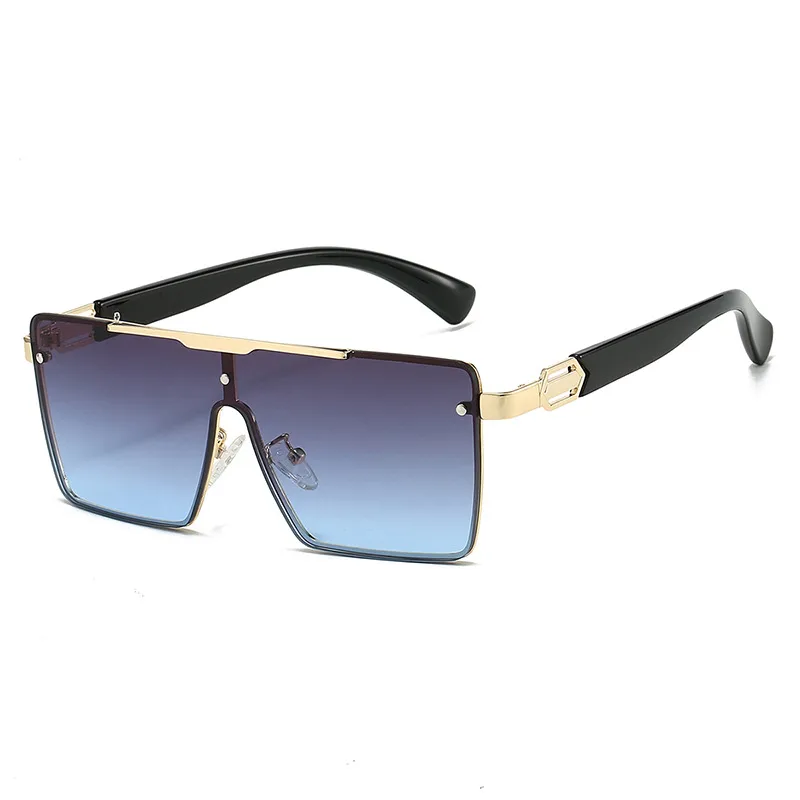 Trendy Men's Gradient Box Conjoined Fashion Sunglasses  Retro Street Shot Sunglasses display picture 12