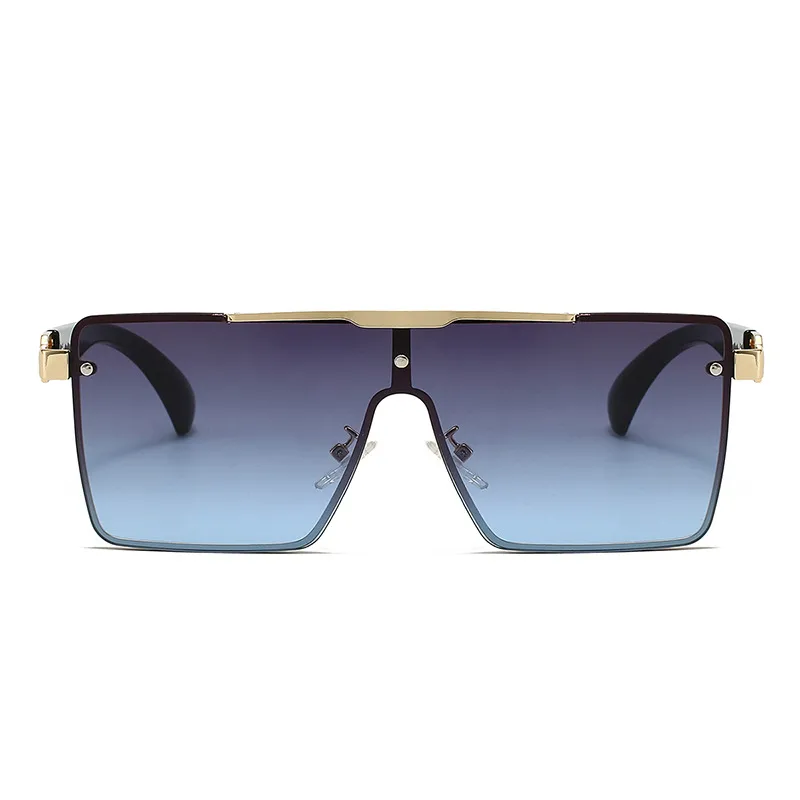 Trendy Men's Gradient Box Conjoined Fashion Sunglasses  Retro Street Shot Sunglasses display picture 13