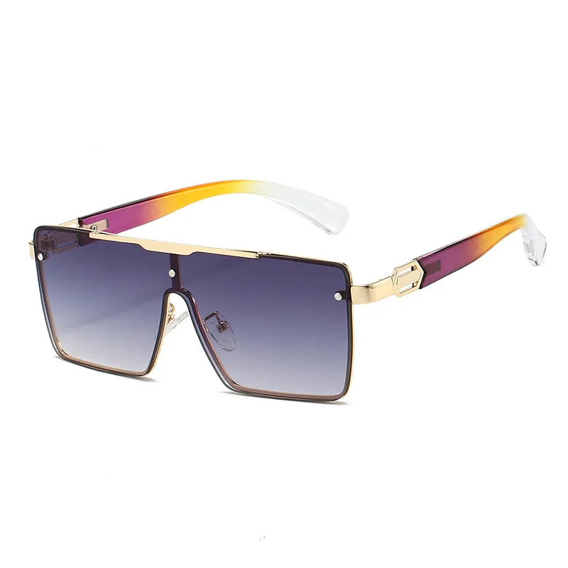 Trendy Men's Gradient Box Conjoined Fashion Sunglasses  Retro Street Shot Sunglasses display picture 14