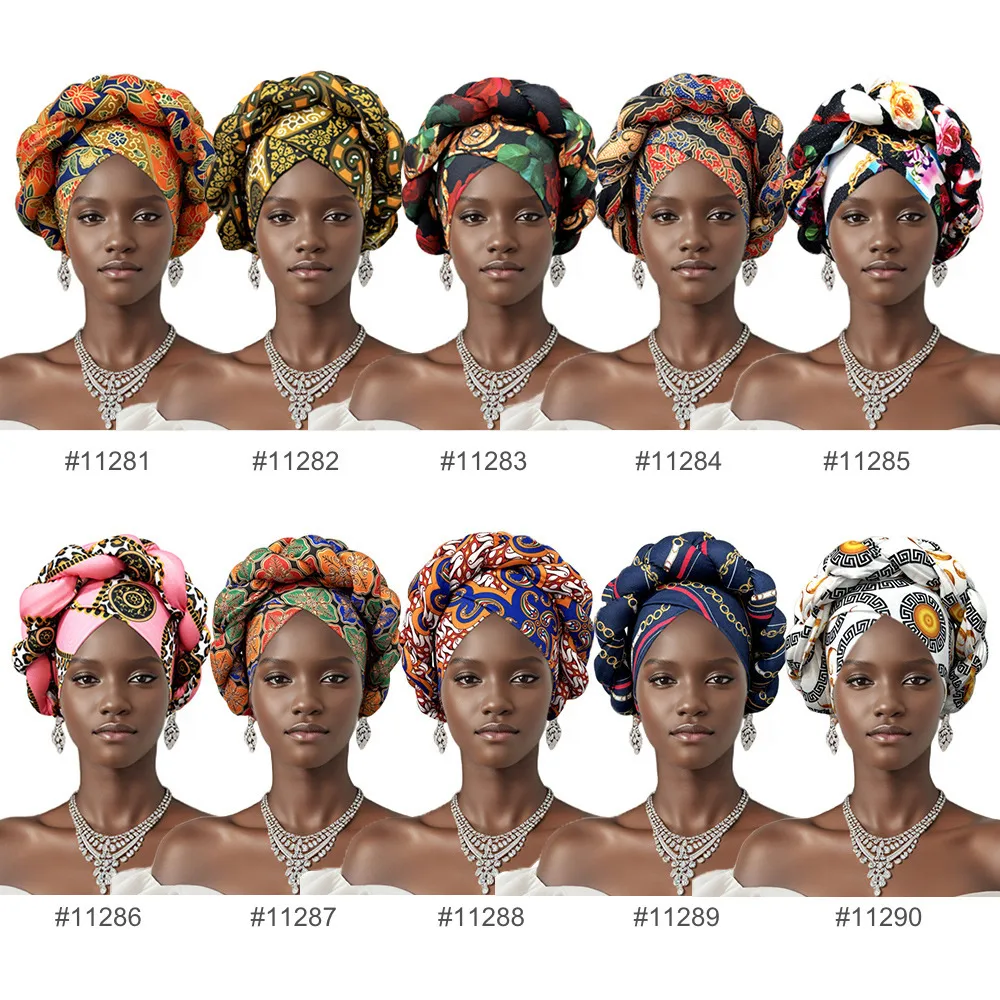Hat Women's Sheep Bone Braid Printed Ethnic Turban Women's Cross Hat   Fashion Thick Braid Headband display picture 2