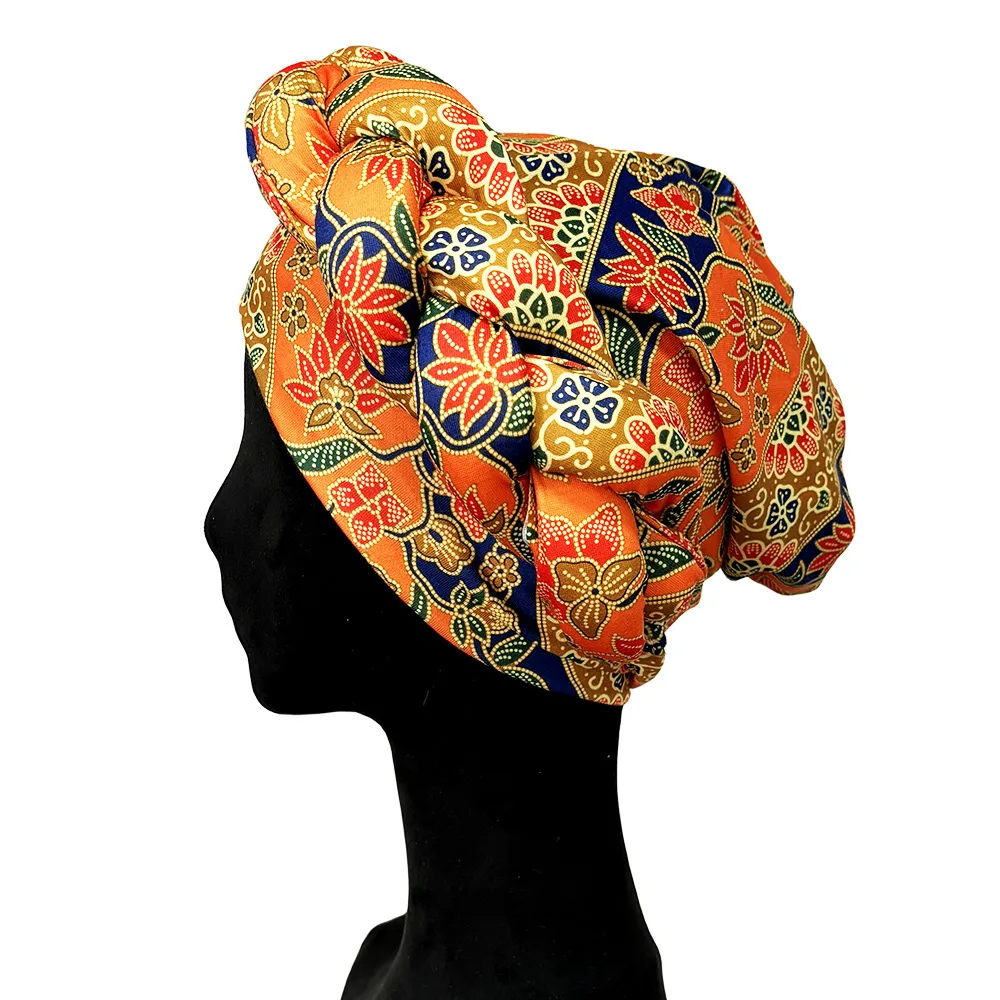 Hat Women's Sheep Bone Braid Printed Ethnic Turban Women's Cross Hat   Fashion Thick Braid Headband display picture 4