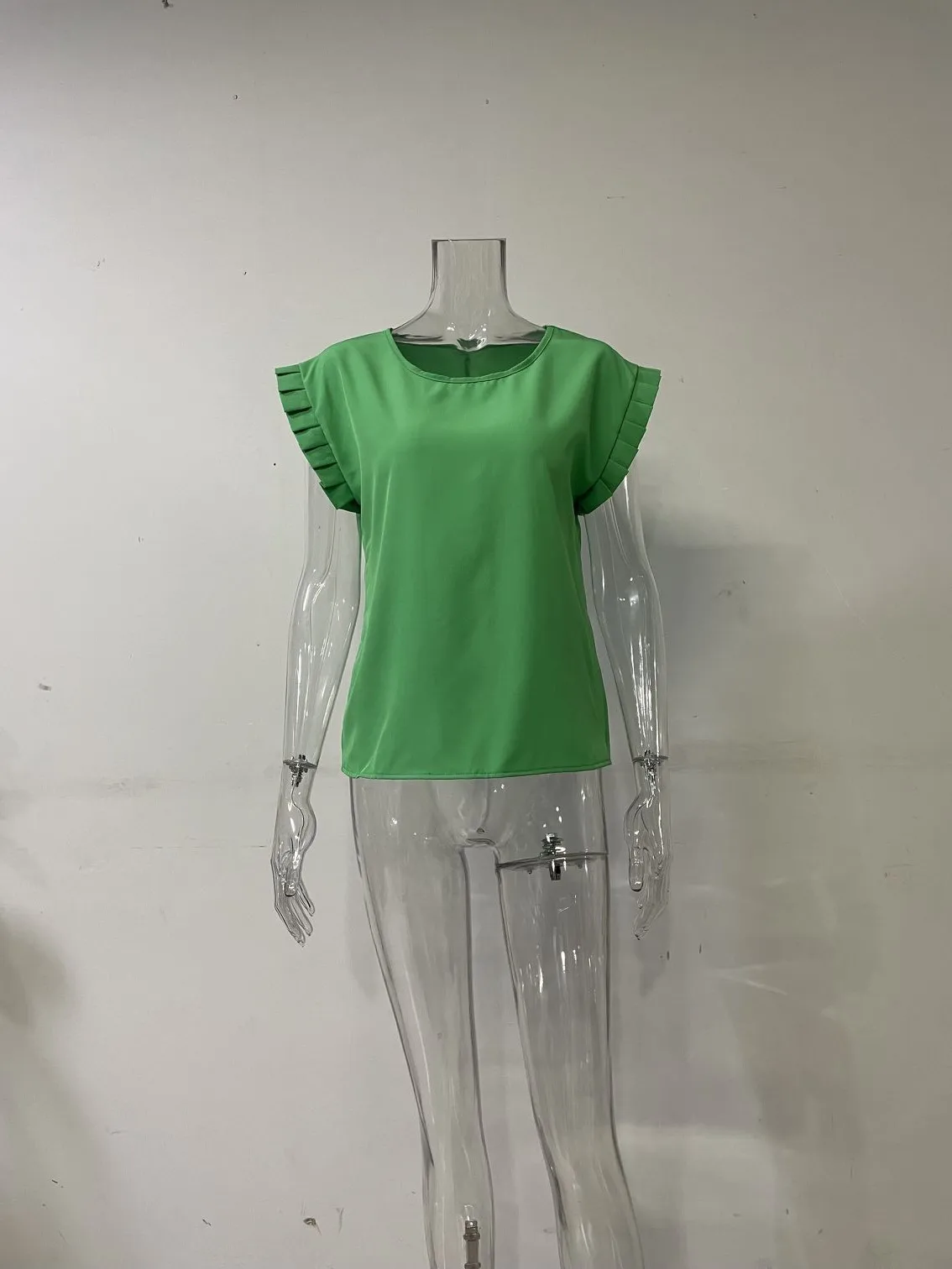 Independent Station Women's Top  Explosions Short Sleeve Simple Round Neck Pleated Shirt Women's Shirt display picture 10