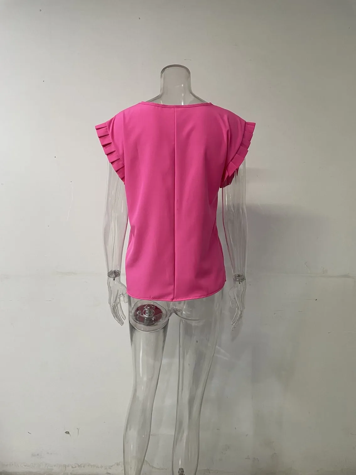 Independent Station Women's Top  Explosions Short Sleeve Simple Round Neck Pleated Shirt Women's Shirt display picture 13