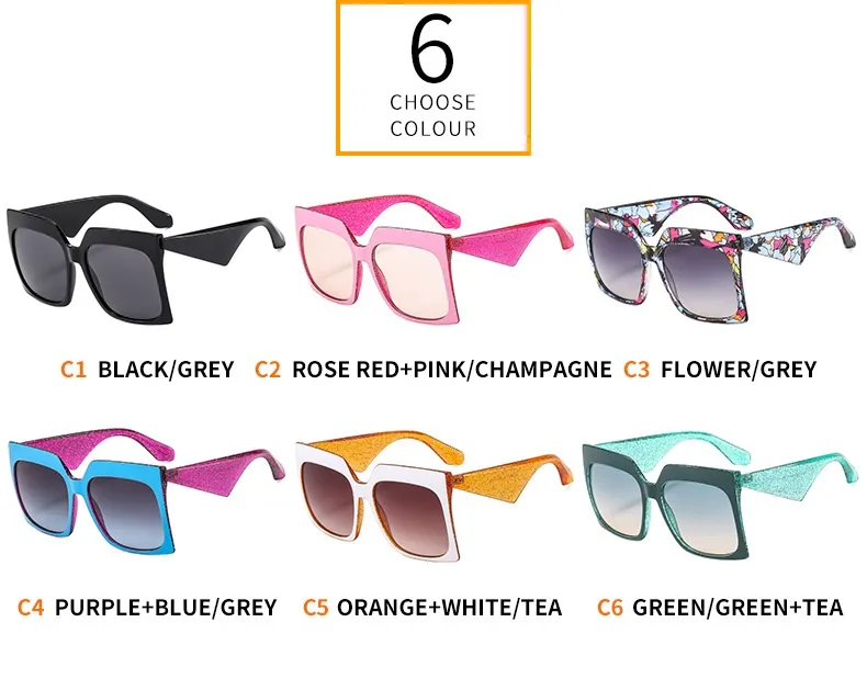 Personalized Large Frame Women's Color New Sunglasses  Color Matching Modern Sunglasses 4464 display picture 5