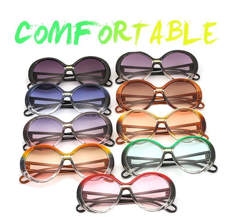 New Round Frame Women's Sunglasses Men's  Large Frame  Color Contrast Fashion Personalized Sunglasses 4012 display picture 3