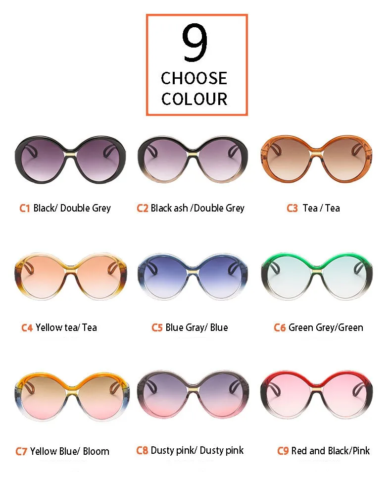 New Round Frame Women's Sunglasses Men's  Large Frame  Color Contrast Fashion Personalized Sunglasses 4012 display picture 5
