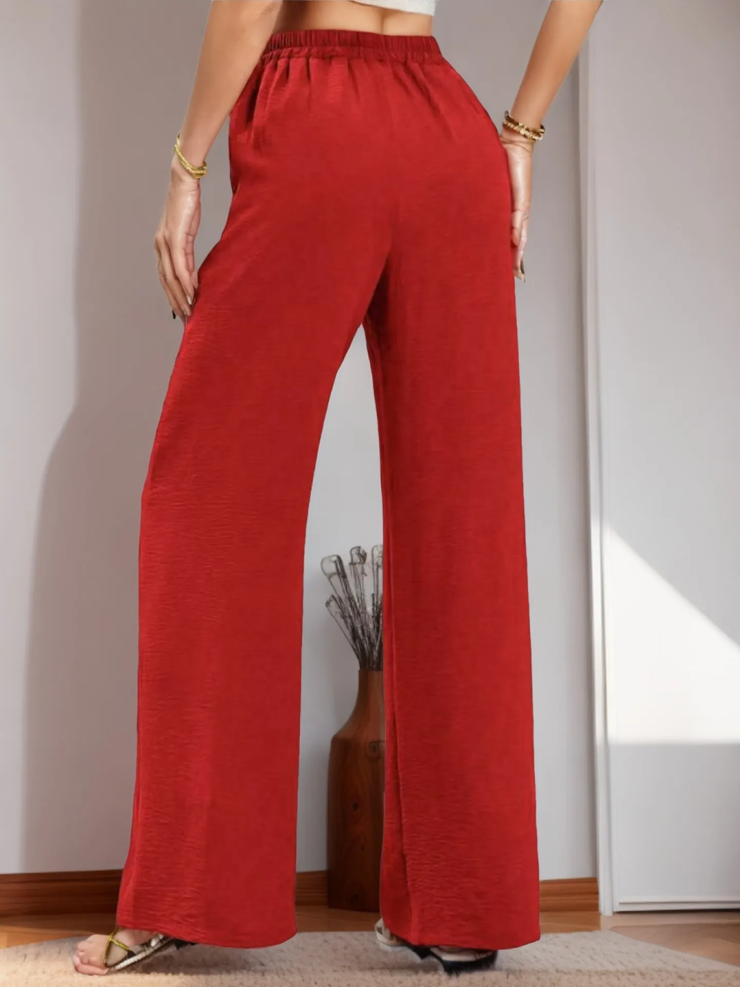 Women's   New Casual Pocket Simple Elafite Waist Drawstring Trousers Casual Pants For Women display picture 6