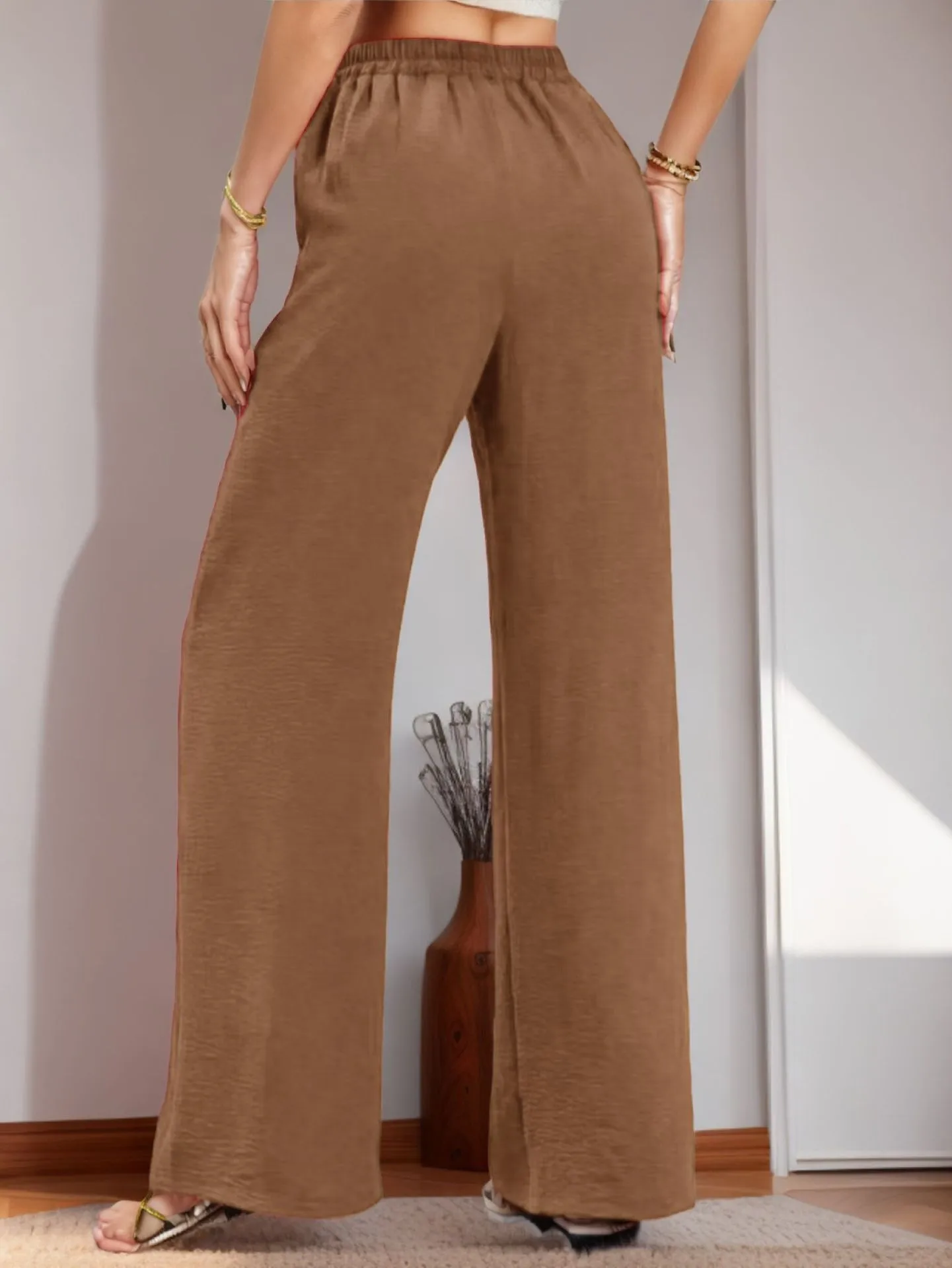 Women's   New Casual Pocket Simple Elafite Waist Drawstring Trousers Casual Pants For Women display picture 12