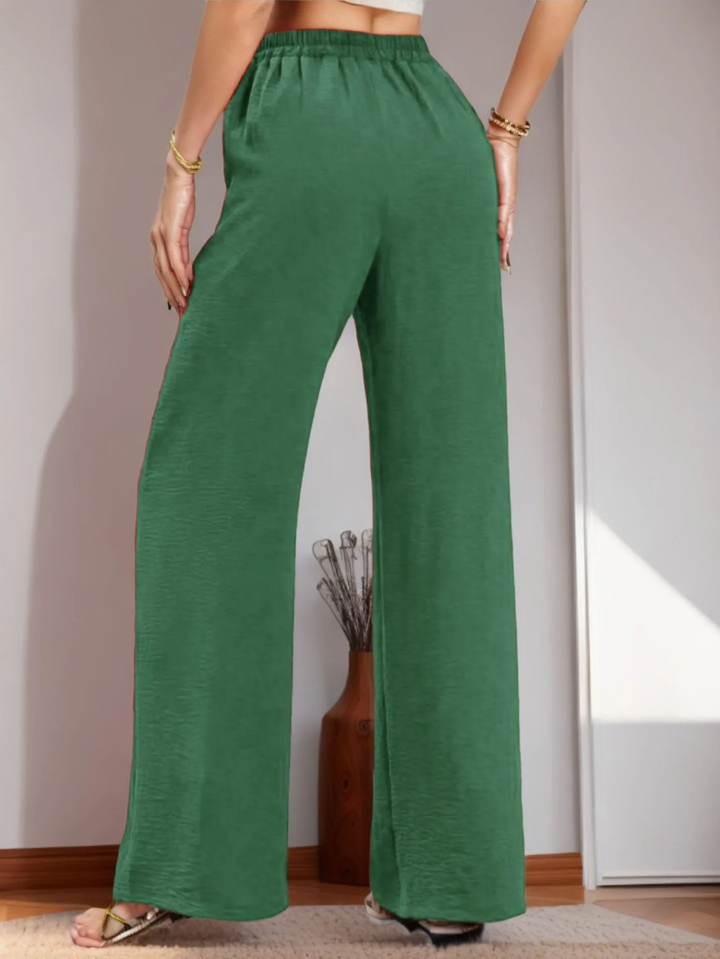 Women's   New Casual Pocket Simple Elafite Waist Drawstring Trousers Casual Pants For Women display picture 16