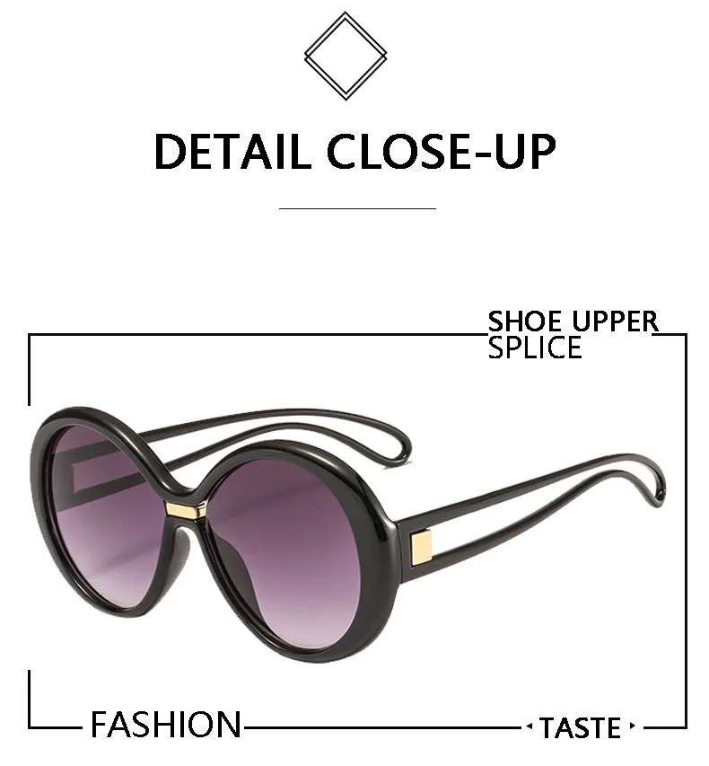 New Round Frame Women's Sunglasses Men's  Large Frame  Color Contrast Fashion Personalized Sunglasses 4012 display picture 2