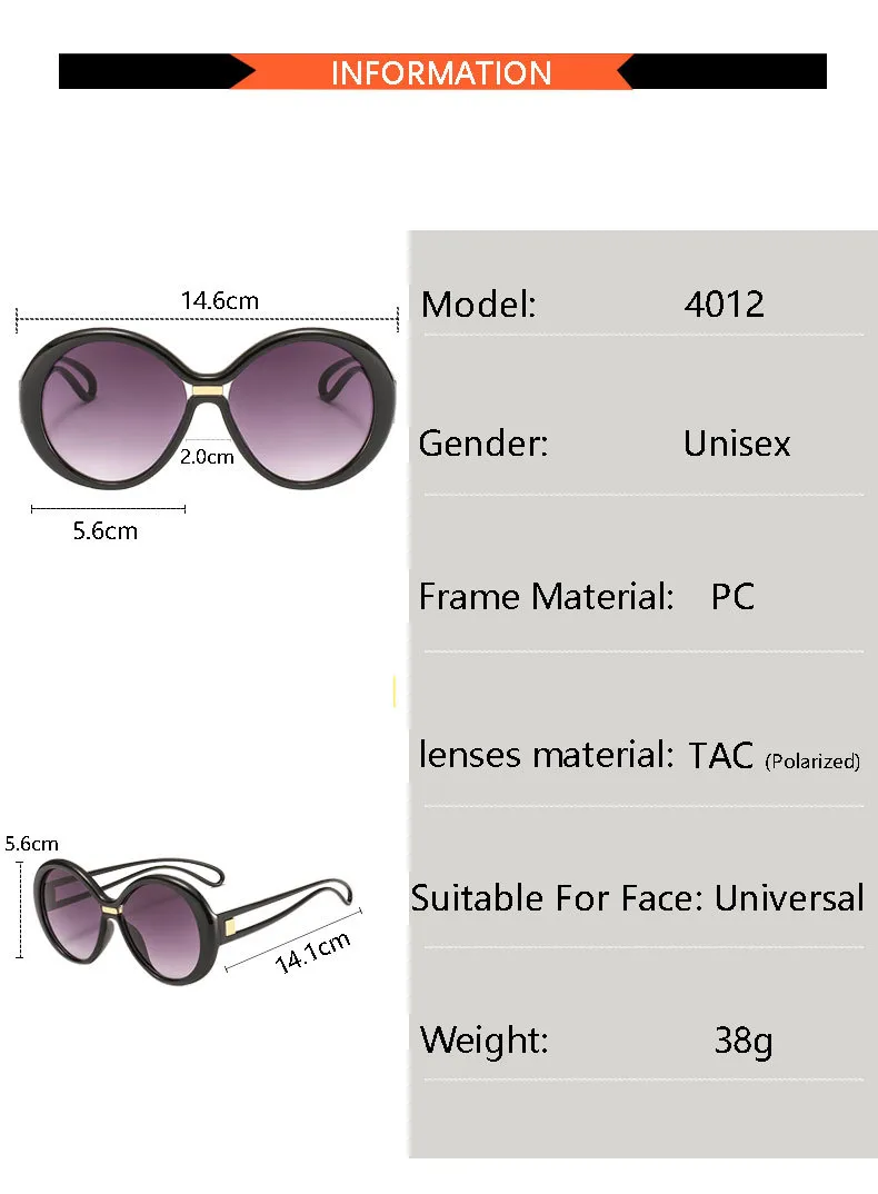 New Round Frame Women's Sunglasses Men's  Large Frame  Color Contrast Fashion Personalized Sunglasses 4012 display picture 4