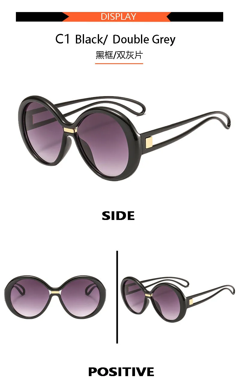New Round Frame Women's Sunglasses Men's  Large Frame  Color Contrast Fashion Personalized Sunglasses 4012 display picture 6